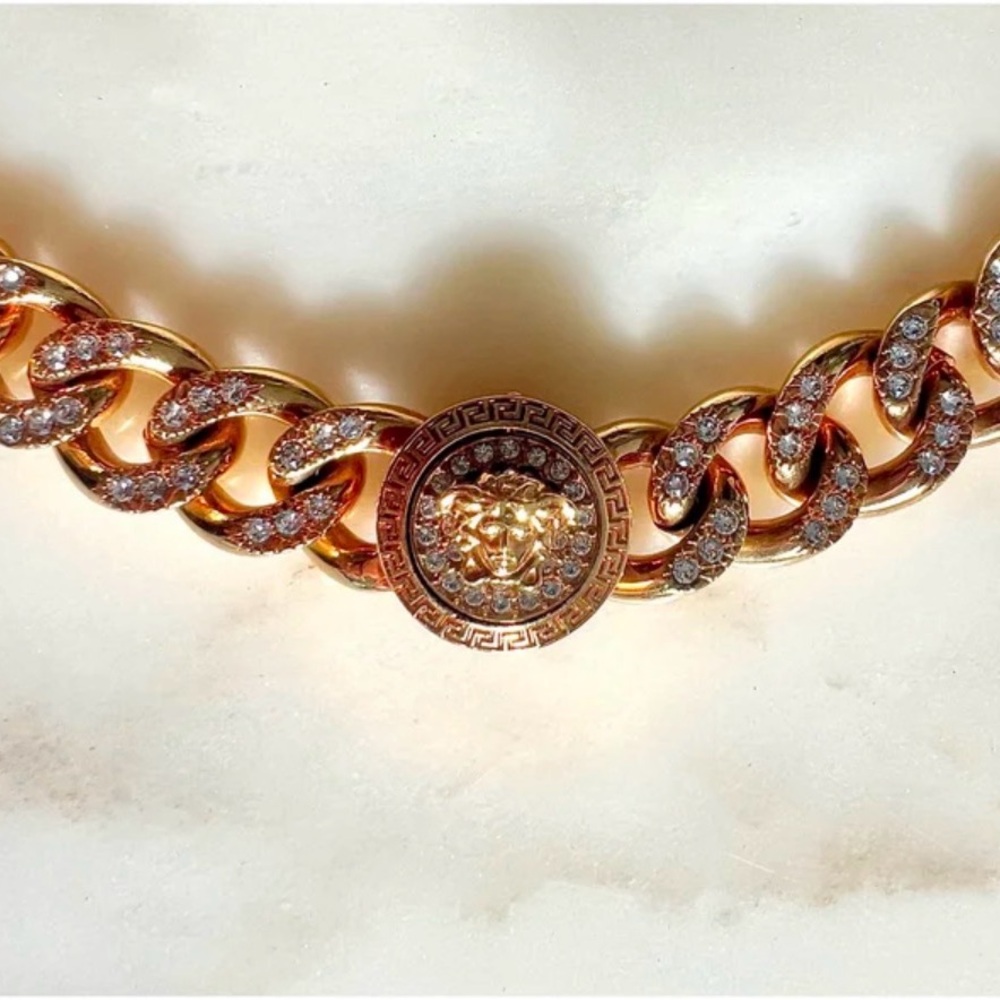 Versace Medusa Gold and Crystals Chain Necklace - Picture 2 of 6